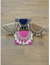 Bolso mimbre con borlones narciso