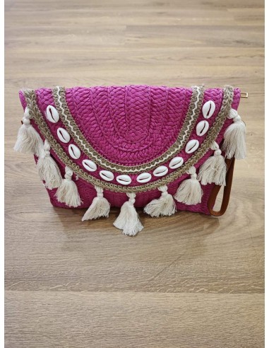 Bolso mimbre con borlones narciso
