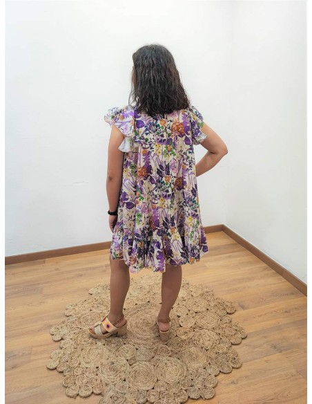 Vestido corto tela amaranta