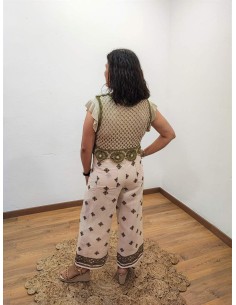 Pantalón pallazo lino begonia 2
