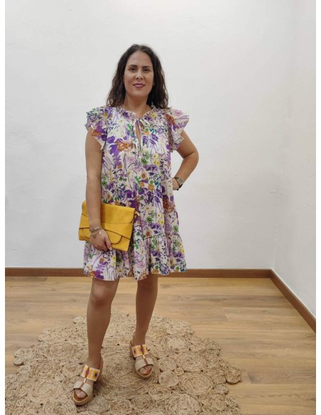 Vestido corto tela amaranta