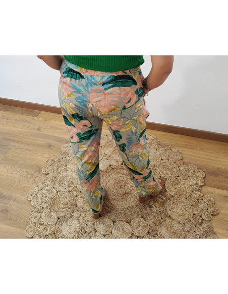 Pantalón Fluido Tropical Monstera