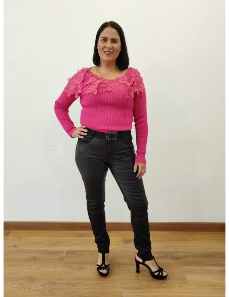 Blusa canalé encaje acra