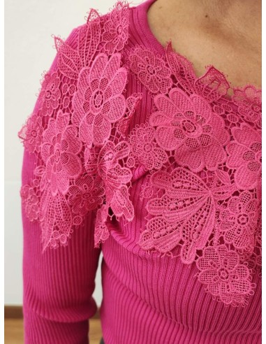 Blusa canalé encaje acra